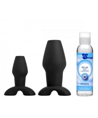 Hollow Anal Plug Trainer Set with Desensitizing Lube