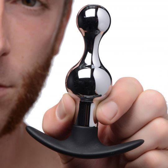 Dark+Drop+Metal+and+Silicone+Beaded+Anal+Plug