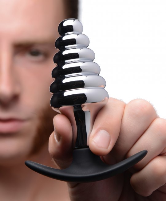 Dark+Hive+Metal+and+Silicone+Ribbed+Anal+Plug