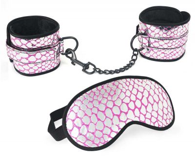 Faux Leather Wrist Restraints And Blindfold Kit