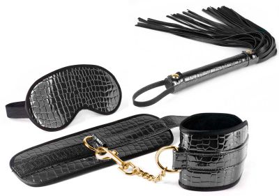 Faux Leather Bondage Kit - Crocodile Print