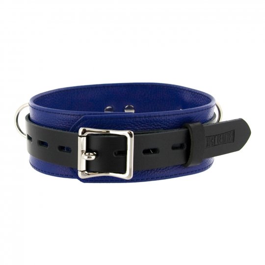 Strict+Leather+Deluxe+Locking+Collar+-+Blue+and+Black