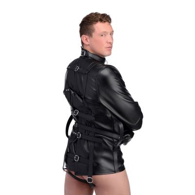 Black Faux Leather BDSM Straight Jacket