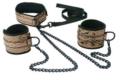 Faux Leather Collar To Wrist Bondage Kit