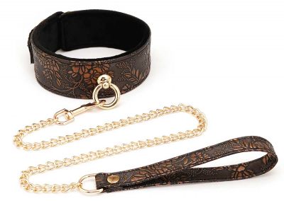 Floral Print PU Collar And Leash