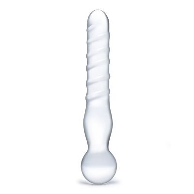 Joystick Textured Glass Dildo Clear