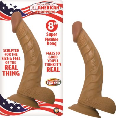 Real Skin Latin American Whoppers Dong With Balls 8 Inch Brown