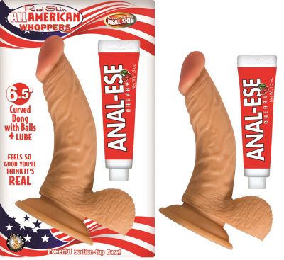 All American Whopper Curve Dong With Balls 6.5 Inch