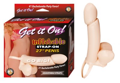 Get It On Inflatable Strap On Penis Waterproof 27 Inch