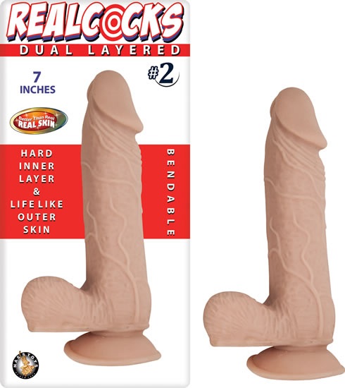 Realcocks+Dual+Layered+02+Bendable+Dildo+Waterproof+7+Inch