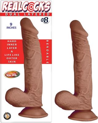 Realcocks Dual Layered #8 Bendable Dildo Waterproof 9 Inch