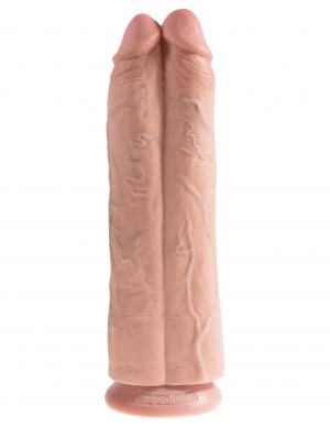 King+Cock+Two+Cocks+One+Hole+Realistic+Dildo+11+Inch