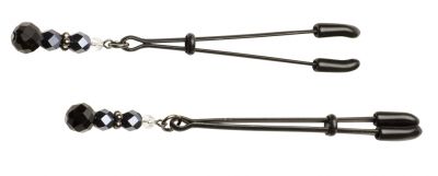 Black Tweezer Clamps with Black Beads