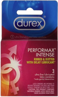 Durex Performax Intense Ribbed and Dotted  Lubricated Latex Condoms 3-Pack