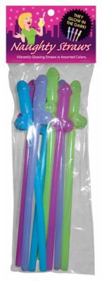 Naughty Straws Glow In The Dark 8 Each Per Pack