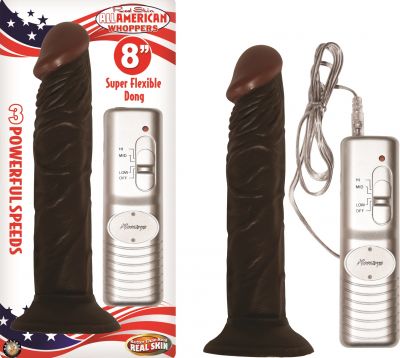 Real Skin All American Whoppers Vibrating Dong 8 Inch