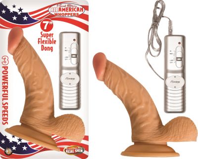 Real Skin All American Whippers Vibrating Dong With Balls 7 Inch