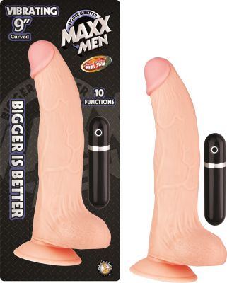 Maxx Men Curved Vibrating Dong Waterproof 9 Inch