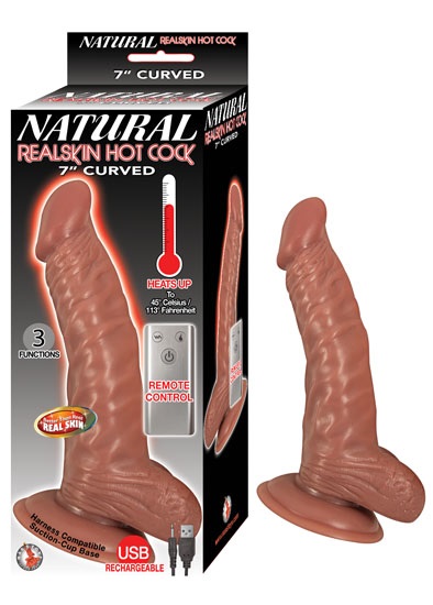 Natural+Realskin+Hotcock+Curved+7+inch+Suction+Cup+Vibrating+Dildo