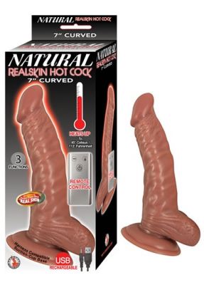 Natural Realskin Hotcock Curved 7 inch Suction Cup Vibrating Dildo