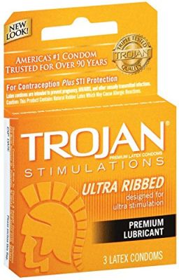 Trojan Condom Stimulations Ultra Ribbed Lubricated 3 Pack