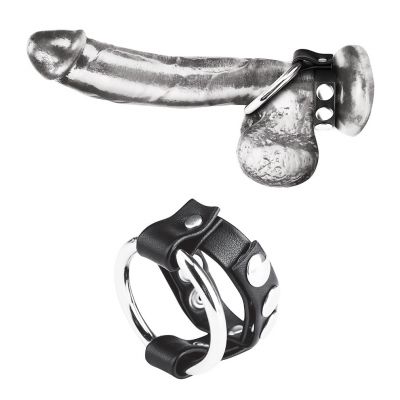 Blue Line C & B Gear Metal Cock Ring With Adjustable Snap Ball Strap