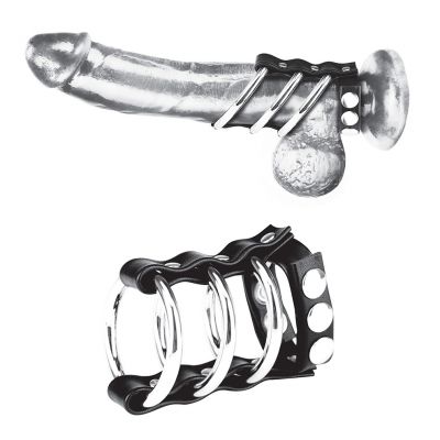 Blue Line C & B Gear Triple Metal Cock Ring With Adjustable Snap Ball Strap