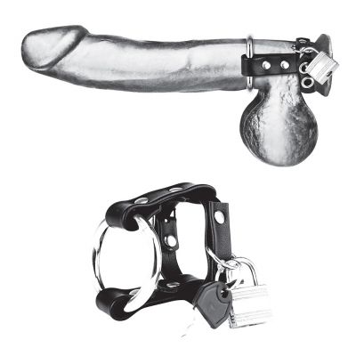 Blue Line C & B Gear Metal Cock Ring With Locking Ball Strap