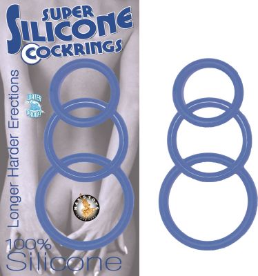 Super Silicone Cockrings Set Of 3 Rings Waterproof