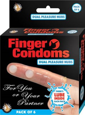 Finger Condoms Dual Pleasure Nubs 6 Each Per Pack