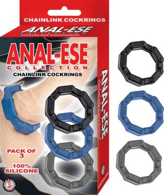 Anal-Ese Collection Chainlink Cockrings 3-Pack Silicone