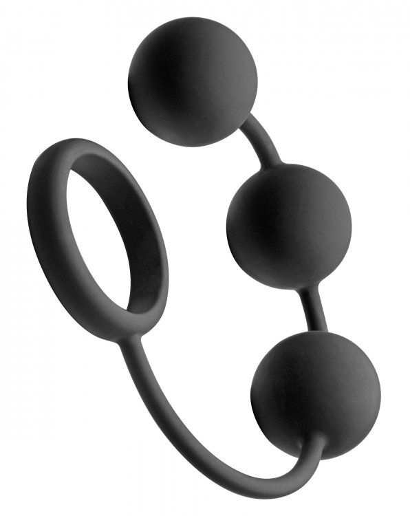 Tom+of+Finland+Silicone+Cock+Ring+with+3+Weighted+Balls