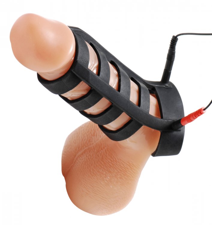 Power+Cage+Silicone+E-Stim+Cock+and+Ball+Sheath