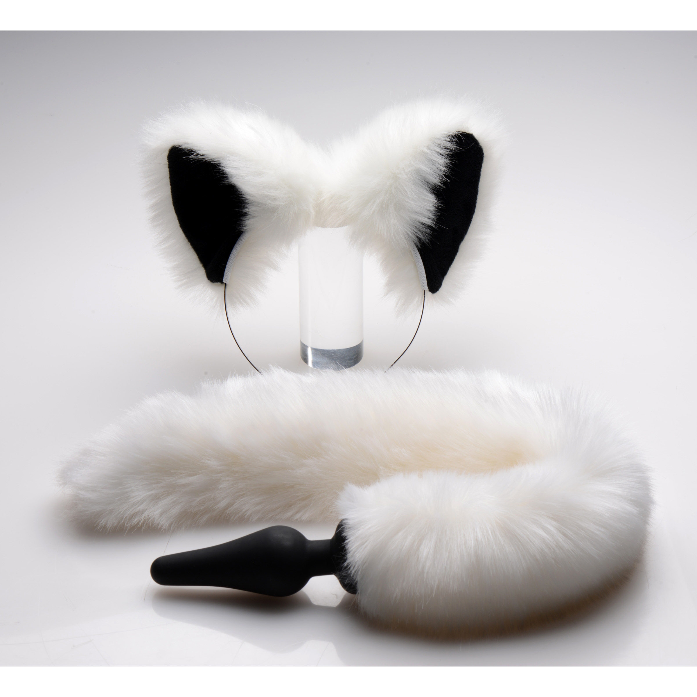 White+Fox+Tail+Anal+Plug+and+Ears+Set