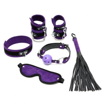 Rimba 6 Piece Purple Velcro Soft Bondage Set