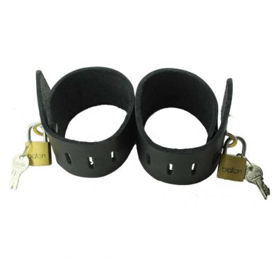 Locking Leather Wrist Cuffs