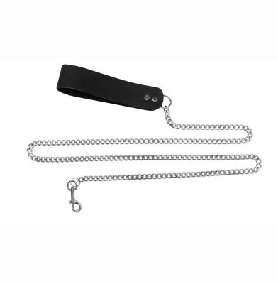 Four Foot Chain Leash With Leather Handle