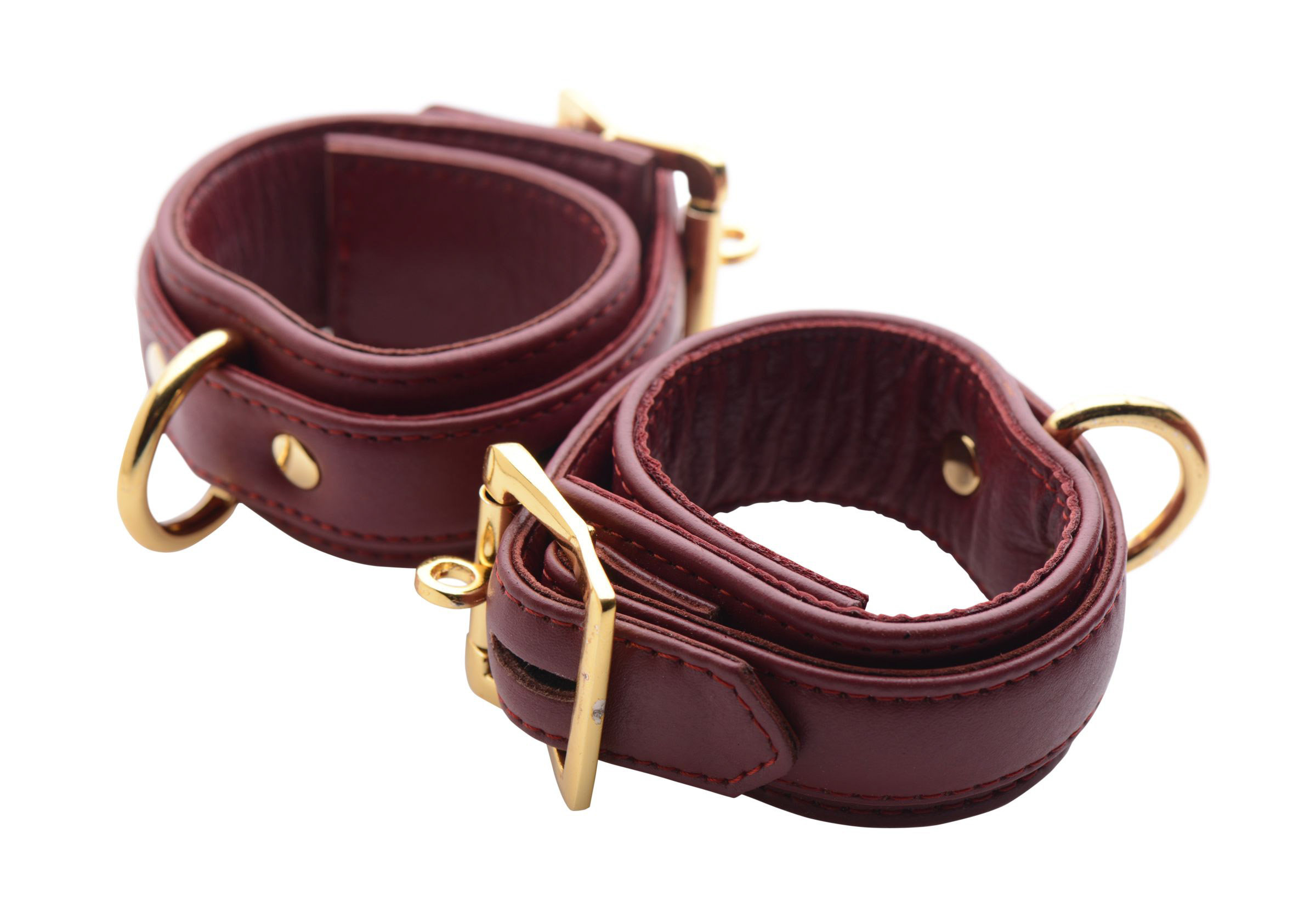 Strict+Leather+Luxury+Burgundy+Locking+Cuffs