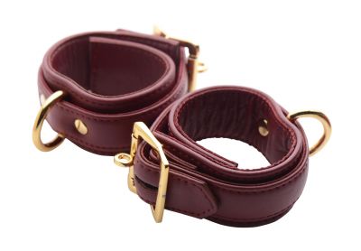 Strict Leather Luxury Burgundy Locking Cuffs
