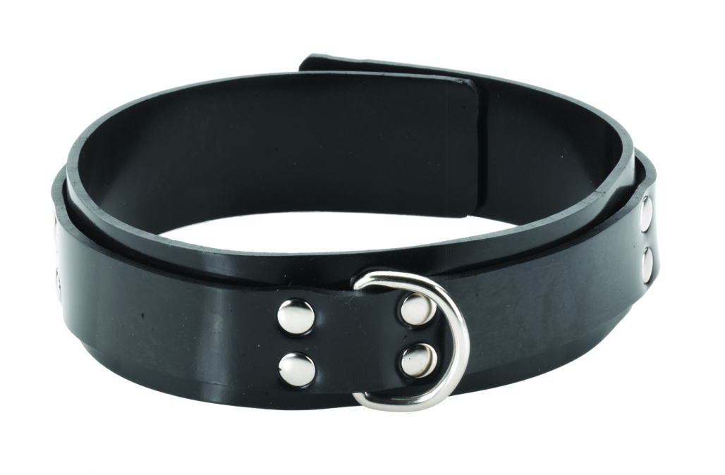 Spartacus+Rubber+D-Ring+Bondage+Collar