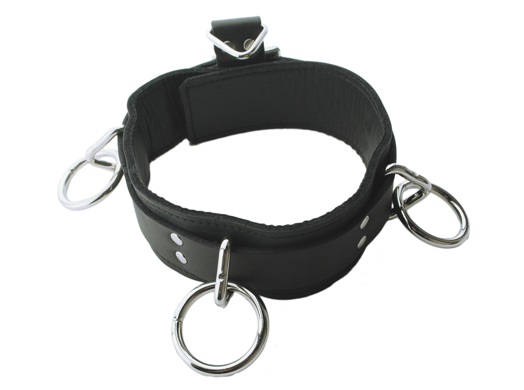 Spartacus+Leather+Locking+3-Ring+Collar