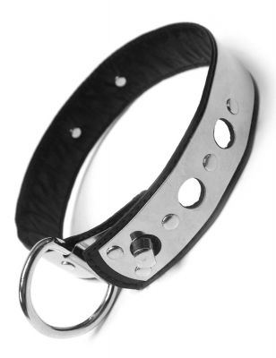 Locking Stainless Steel And Leather Slave Collar