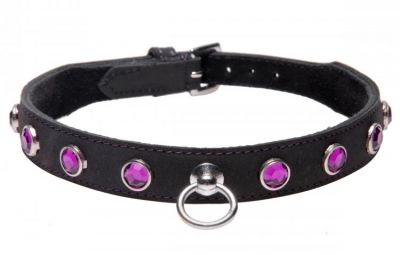 Leather Rhinestone Collar