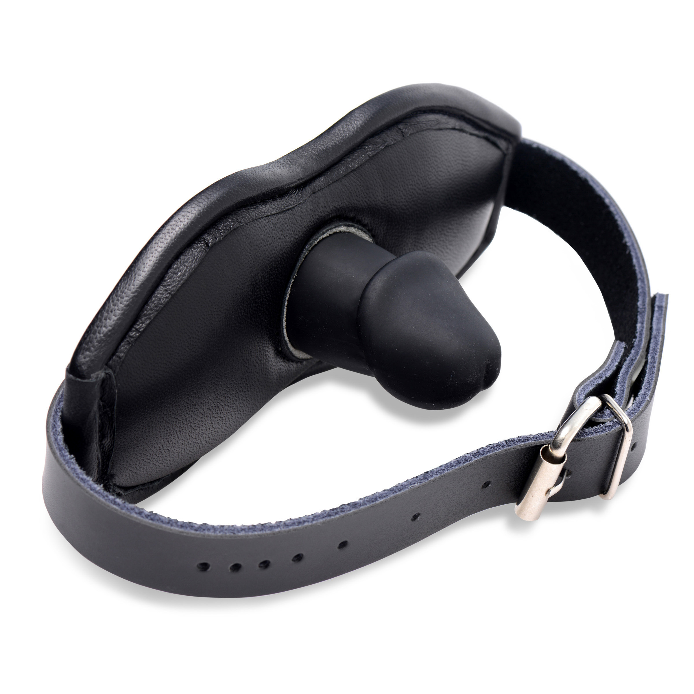 Leather+Padded+Silicone+Penis+Mouth+Gag