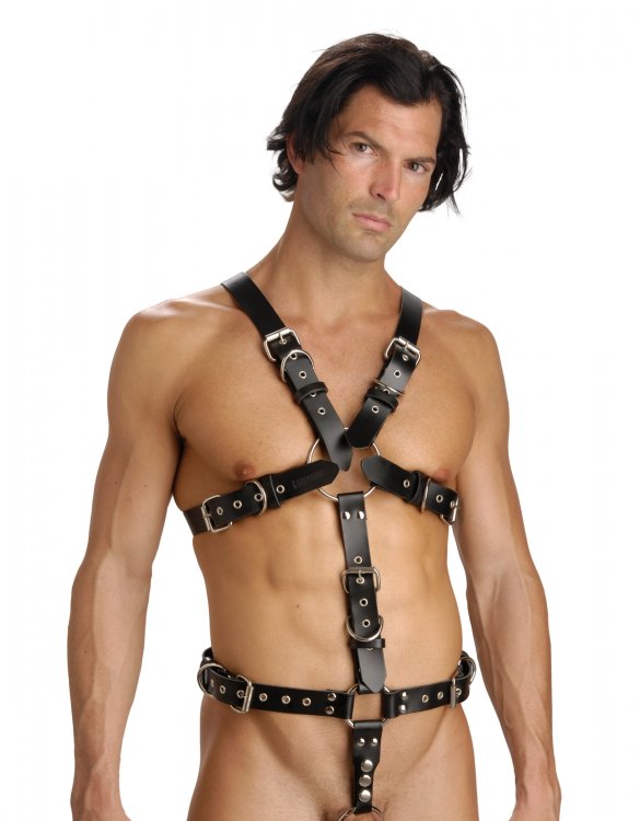 Strict+Leather+Full+Body+Harness+With+Cock+Ring