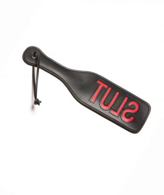 Talk Dirty To Me Leather Paddle - "Slut"