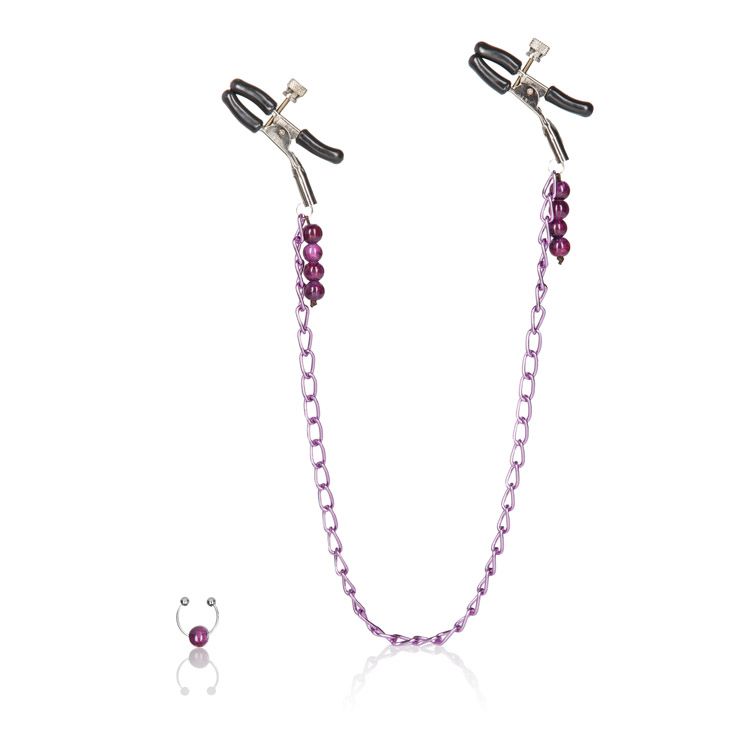 Nipple+Clamps+with+Purple+Chain+Non+Piercing