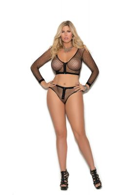 Zippity Zapped Plus Size Fence Net Cami Set