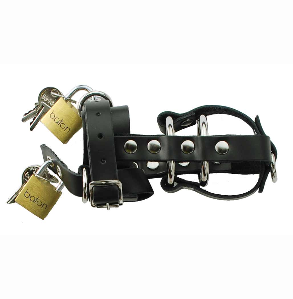 Spartacus+Leather+Locking+Chastity+Device