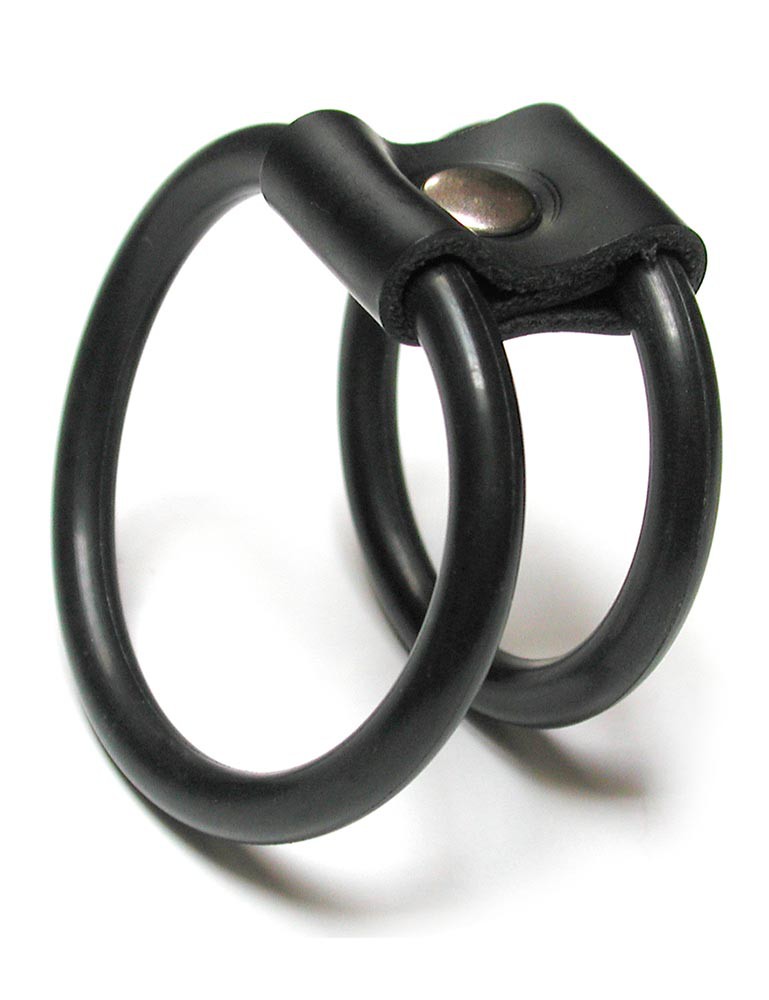 Premium locking leather cock ring and anal plug harness